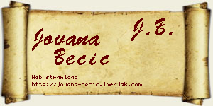 Jovana Becić vizit kartica